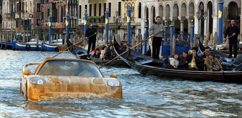 Ferrari F50 Replica Boat Floats on the Streets of Venice
