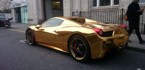Gold Wrapped Ferrari 458 Cruises London