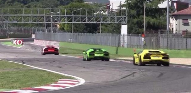 Rainbow of Lamborghinis Lap Imola