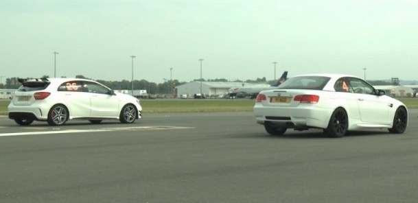 Mercedes A45 AMG vs BMW M3 (E93) Convertible Drag-Race Showdown