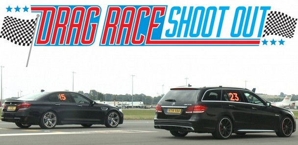 BMW M5 vs Mercedes E63 AMG - Drag Race Shoot-out