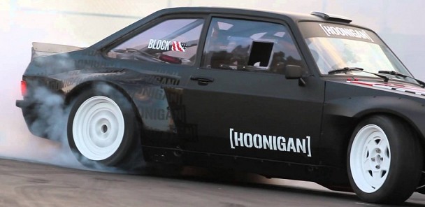 Ken Block Slays Tires in the Gymkhana Escort at the Donut Garage