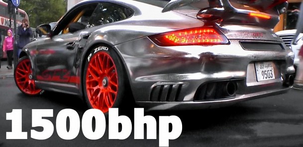 MAD 1,500bhp Porsche 997 GT2 sounds in London